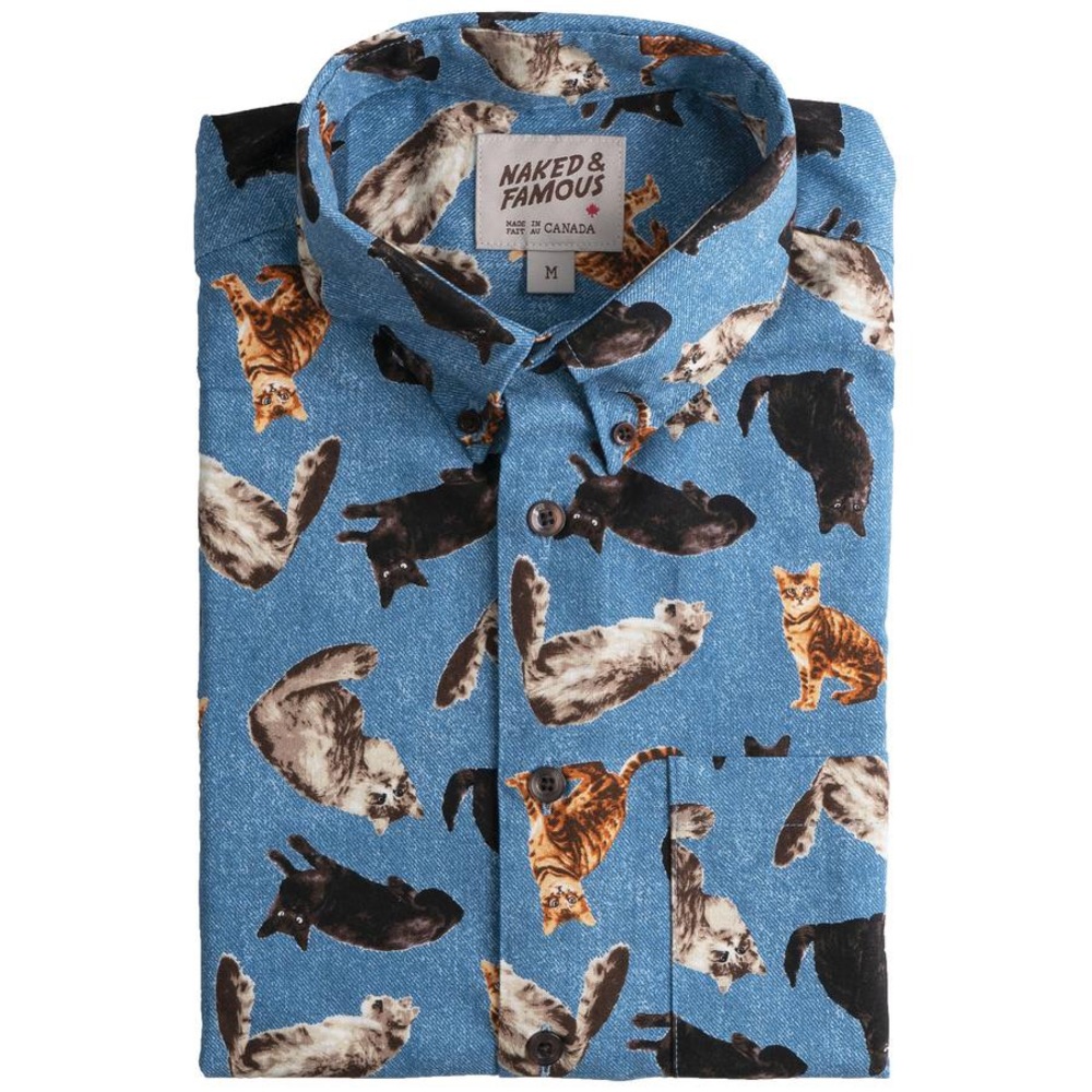 Naked & Famous Easy Shirt - Cat Print on Denim!